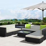 Gardeon 11PC Sofa Set with Storage Cover Outdoor Furniture Wicker