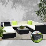 Gardeon 9PC Sofa Set with Storage Cover Outdoor Furniture Wicker