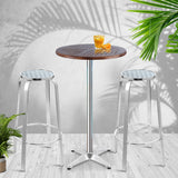 Gardeon Outdoor Bistro Set Bar Table Stools Adjustable Aluminium Cafe 3PC Wood