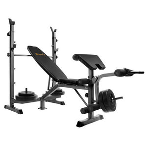 Everfit Multi-Station Weight Bench Press Fitness 48KG Barbell Set Benches Gym