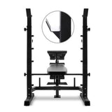 Everfit Multi-Station Weight Bench Press Fitness 58KG Barbell Set Incline Black