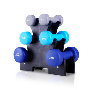 Everfit 6 Piece Dumbbell Weights Set 12kg with Stand