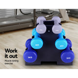 Everfit 6 Piece Dumbbell Weights Set 12kg with Stand