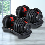 Everfit 2 x 24KG Adjustable Dumbbells Set Dumbbell Weight Plates Home Gym Exercise