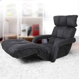 Artiss Adjustable Lounger with Arms - Charcoal