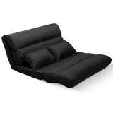 Artiss Floor Sofa Lounge 2 Seater Futon Chair Couch Folding Recliner Metal Black