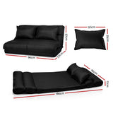 Artiss Floor Sofa Lounge 2 Seater Futon Chair Couch Folding Recliner Metal Black