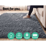 Artiss Floor Rugs Soft Shaggy Rug Large 200x230cm Carpet Anti-slip Mat Area Grey