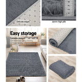 Artiss Floor Rugs Soft Shaggy Rug Large 200x230cm Carpet Anti-slip Mat Area Grey