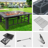 Fire Pit BBQ Grill Table Outdoor Garden Patio Camping Wood Charcoal Fireplace