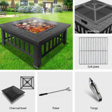 Fire Pit BBQ Table Grill Outdoor Garden Wood Burning Fireplace Stove