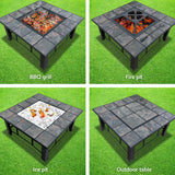 Fire Pit BBQ Grill Smoker Table Outdoor Garden Ice Pits Wood Firepit