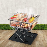 Grillz Camping Fire Pit BBQ Portable Folding Stainless Steel Stove Outdoor Pits