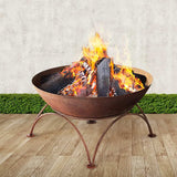 Grillz Rustic Fire Pit Brazier Portable Charcoal Iron Bowl Outdoor Wood Burner 70CM