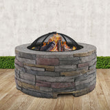 Grillz Fire Pit Outdoor Table Charcoal Fireplace Garden Firepit Heater