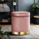 Round Velvet Foot Stool Storage Ottoman Foot Rest Pouffe Padded Seat Bedroom