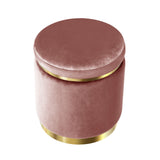 Round Velvet Foot Stool Ottoman Foot Rest Pouffe Padded Seat Pouf Bedroom Pink