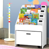 Keezi Kids White Bookshelf Storage Organiser Bookcase Drawers Children Shelf