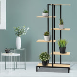 Artiss 6-tier Indoor Outdoor Metal Wood Plant Stand Garden Shelf Garden Display