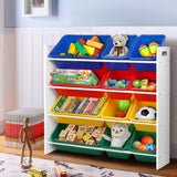 Keezi 12 Plastic Bins Kids Toy Organiser Box Bookshelf Storage Children Rack