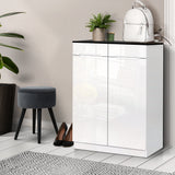 Artiss High Gloss Shoe Cabinet Rack- Black & White