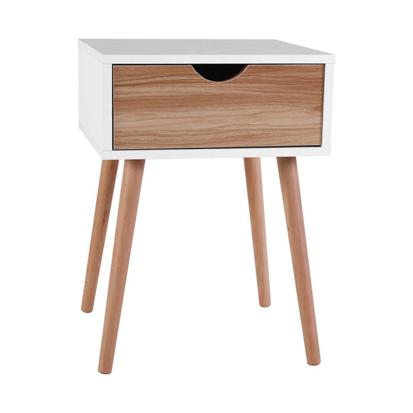 Artiss Bedside Tables Drawers Side Table Storage Cabinet Nightstand Solid Wood Legs Bedroom White