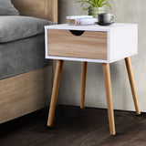 Artiss Bedside Tables Drawers Side Table Storage Cabinet Nightstand Solid Wood Legs Bedroom White