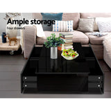 Artiss Modern Coffee Table 4 Storage Drawers High Gloss Living Room Furniture Black