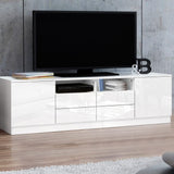 Artiss 180cm TV Cabinet Stand Entertainment Unit High Gloss Furniture 4 Storage Drawers White