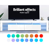 Artiss TV Cabinet Entertainment Unit Stand RGB LED Gloss Furniture 2 Drawers 200cm White