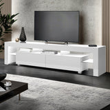 Artiss TV Cabinet Entertainment Unit Stand RGB LED Gloss Furniture 2 Drawers 200cm White