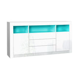 Artiss Buffet Sideboard Cabinet 3 Drawers High Gloss Storage Cupboard LED