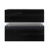 Artiss Bedside Table 2 Drawers RGB LED Side Nightstand High Gloss Cabinet Black