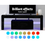 Artiss TV Cabinet Entertainment Unit Stand RGB LED Gloss Furniture 130cm Black