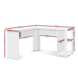 Artiss Office Computer Desk Corner Student Study Table Workstation L-Shape Shelf White