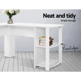 Artiss Office Computer Desk Corner Student Study Table Workstation L-Shape Shelf White