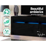 Artiss TV Cabinet Entertainment Unit Stand RGB LED Gloss Drawers 160cm Black