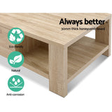 Artiss Coffee Table Wooden Shelf Storage Drawer Living Furniture Thick Tabletop