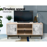 Artiss TV Cabinet Entertainment Unit Stand Industrial Wooden Metal Legs Oak