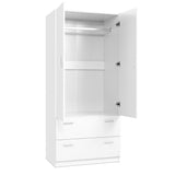 Artiss 2 Doors Wardrobe Bedroom Closet Storage Cabinet Organiser Armoire 180cm White