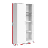 Artiss Multi-purpose Cupboard 2 Door 180cm Wardrobe Closet Storage Cabinet Kitchen Organiser White