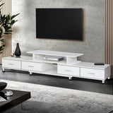 Artiss TV Cabinet Entertainment Unit Stand Wooden 160CM To 220CM Lowline Storage Drawers White