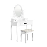 Artiss Dressing Table Stool Makeup Mirror Drawer White Jewellery Cabinet