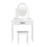 Artiss Dressing Table Stool Makeup Mirror Drawer White Jewellery Cabinet