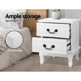 Artiss KUBI Bedside Tables 2 Drawers Side Table French Nightstand Storage Cabinet