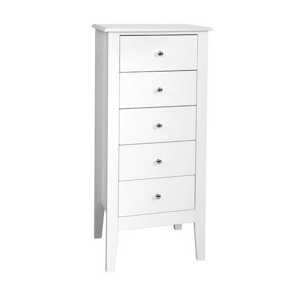 Artiss 5 Tallboy Chest of Drawers Storage Cabinet Bedside Table Dresser White