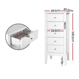 Artiss 5 Tallboy Chest of Drawers Storage Cabinet Bedside Table Dresser White