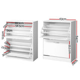 Artiss 2 Door Shoe Cabinet - White