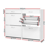 Artiss 36 Pairs Shoe Cabinet Rack Organisers Storage Shelf Drawer Cupboard White