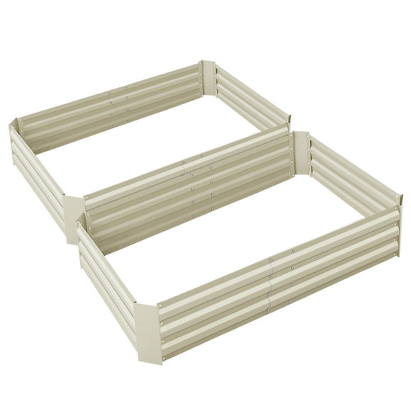 Green Fingers Set of 2 120 x 90cm Raised Garden Bed - Cream